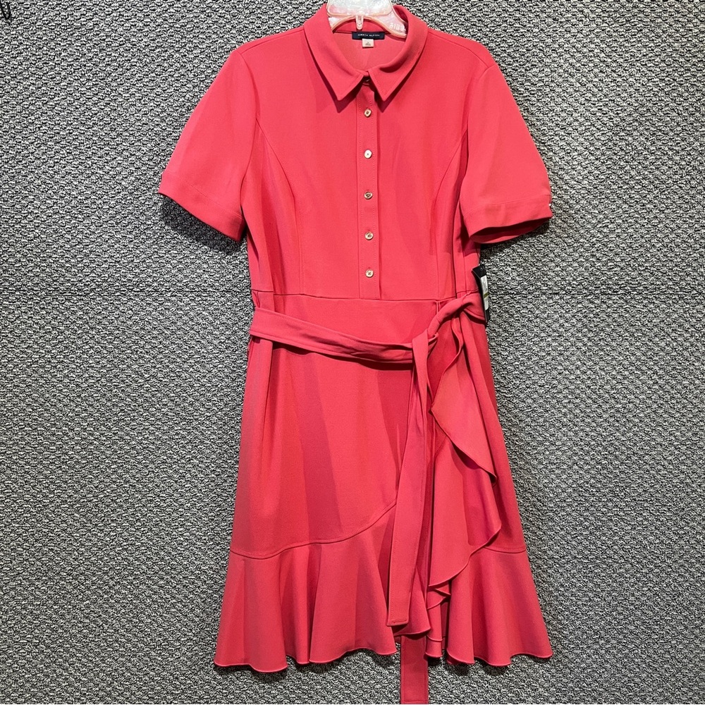 Tommy Hilfiger Pink Ruffled Midi Dress
